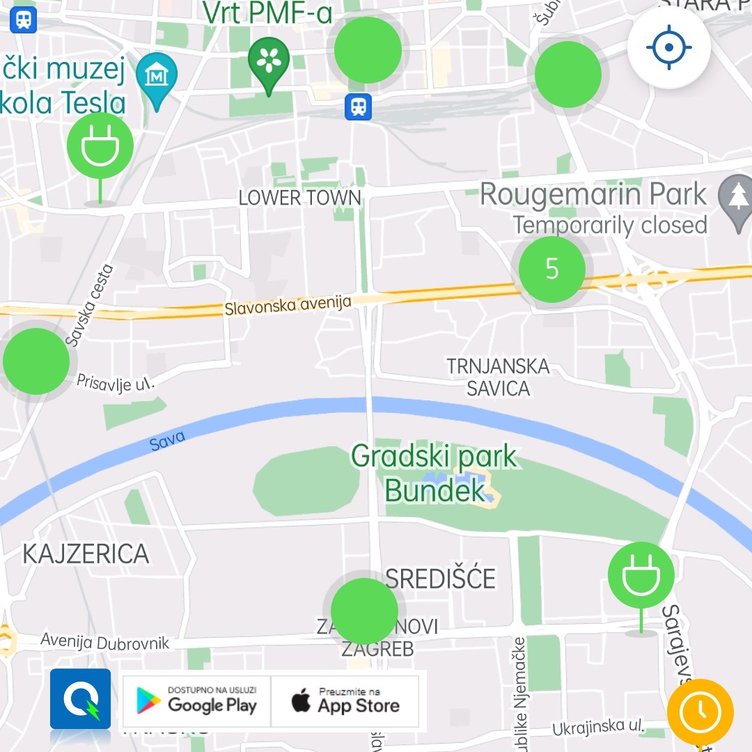 Find the map of the chargers in the Qelo mobile application